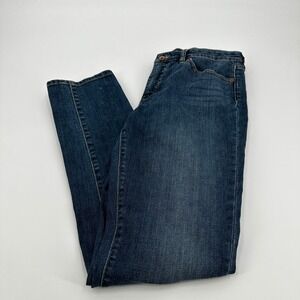 Lands End Womens Mid Rise Slim Jean Medium Wash Blue Denim Pants Size 8 Classic